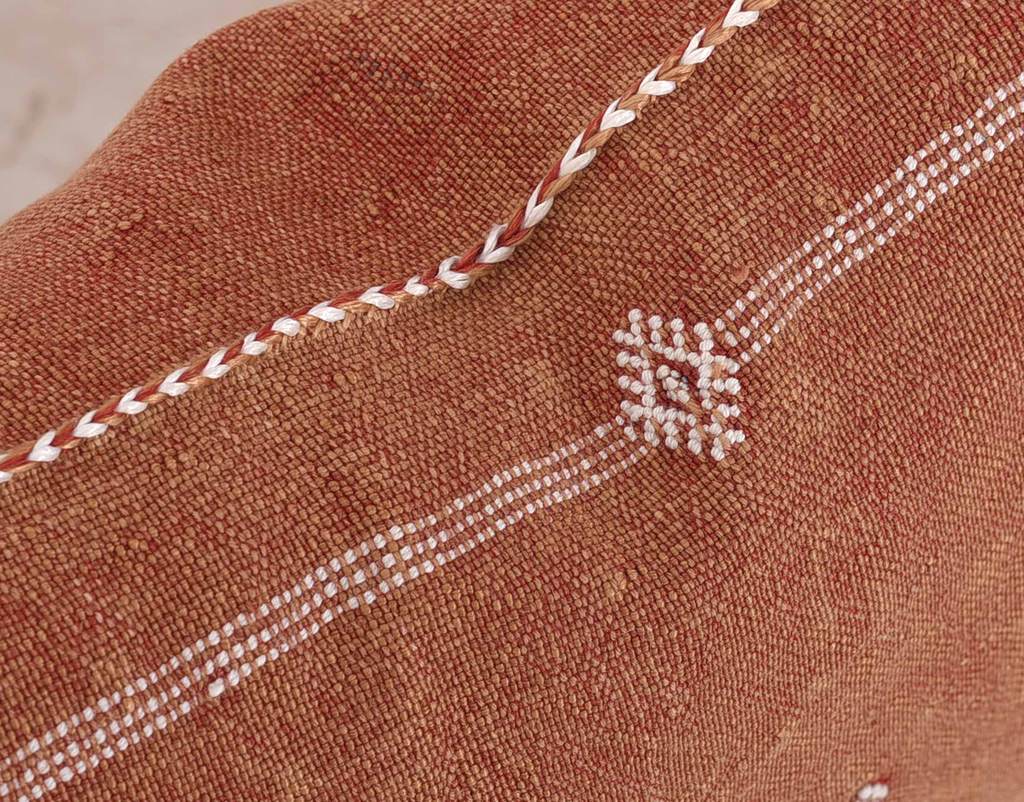 Authentic Brown Moroccan pillow cover made by artisans with hand-stitching