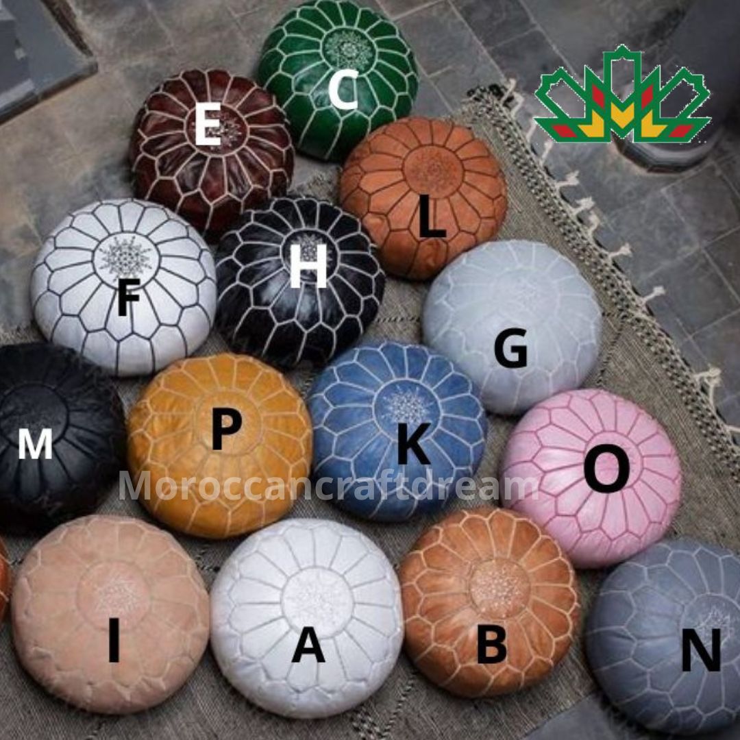 stuffed handmade moroccan poufs
