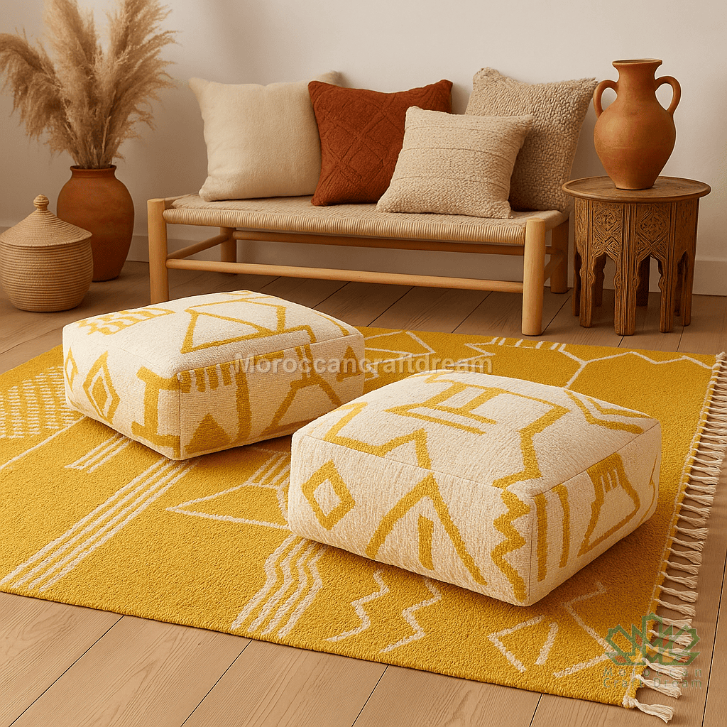 handcrafted moroccan kilim poufs