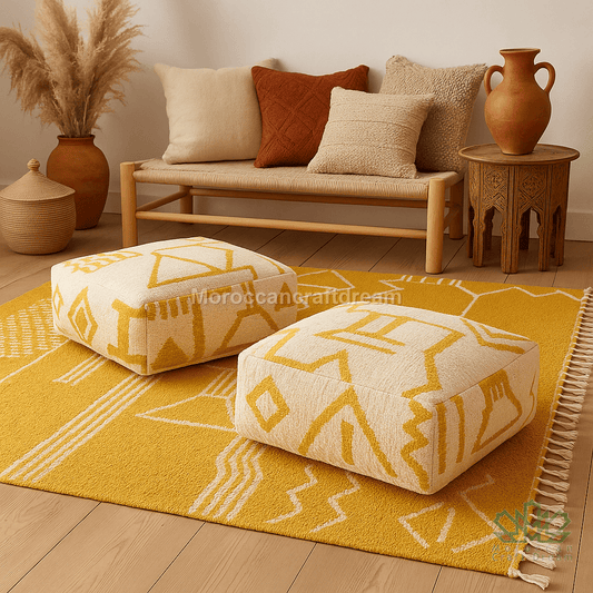 handcrafted moroccan kilim poufs