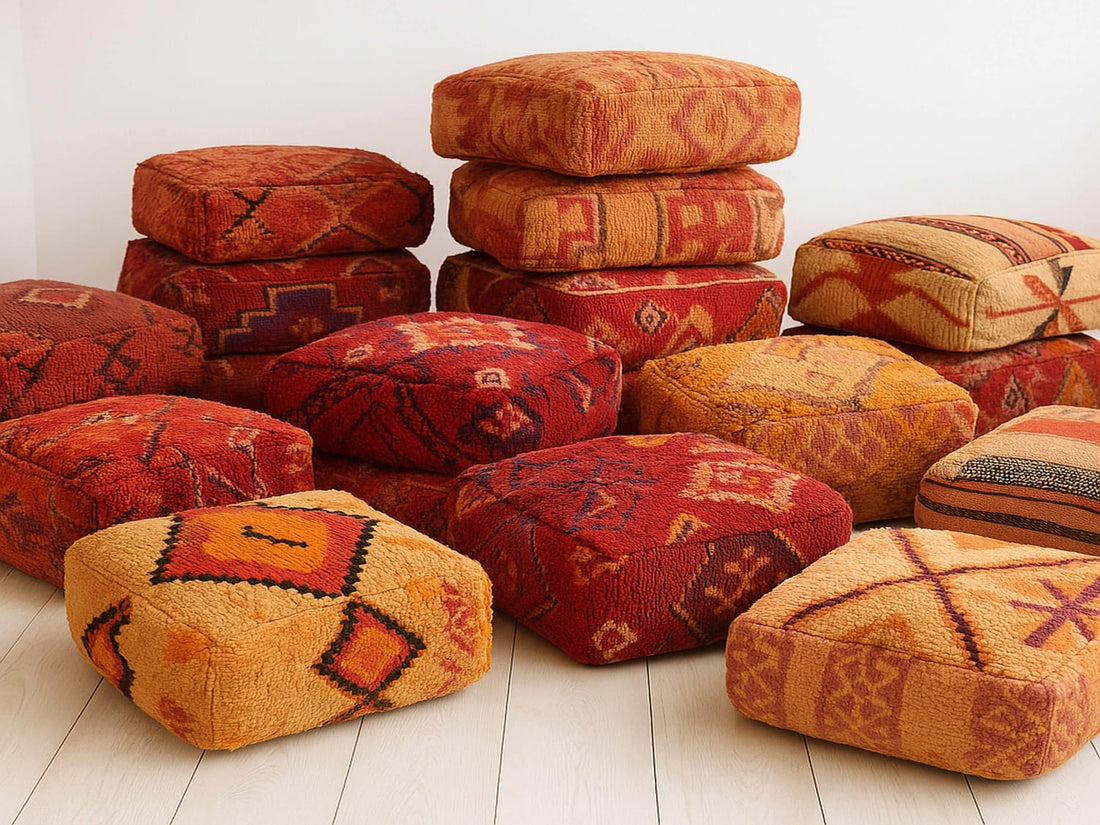 handmade moroccan berber kilim poufs