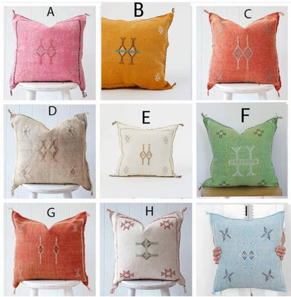 Set of 3 Cactus Silk Sabra Pillows Multicolors