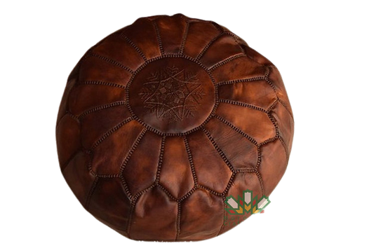 Luxury Leather Ottoman Tan With Brown Stitching MRP2BR