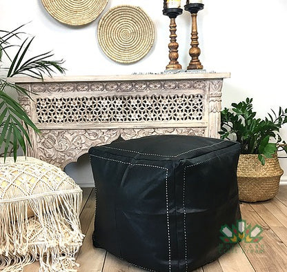 Luxury Leather Square Ottoman (All Colors)