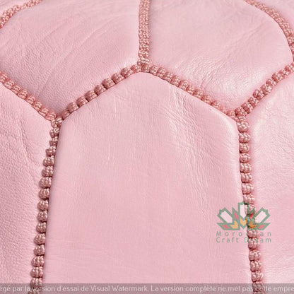 Luxury Leather Ottoman Pouf Light Pink RP1LPI