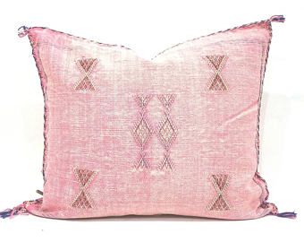 Pink Moroccan Cactus Silk Sabra Pillow