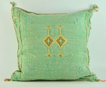 Green Moroccan Cactus Silk Sabra Pillow