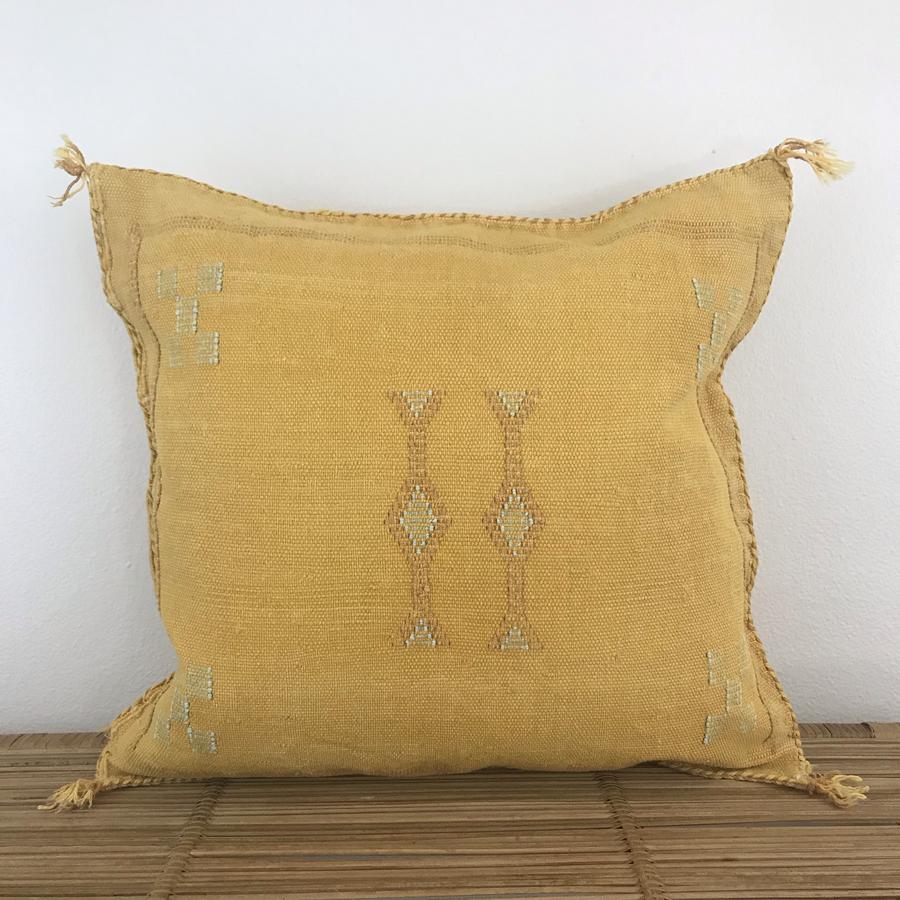 Yellow Moroccan Cactus Silk Sabra Pillow