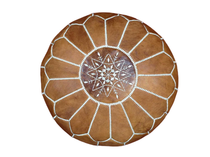 Πολυτελές Δερμάτινο Στρογγυλό Οθωμανικό Πουφ Ελαφριά Καραμέλα RP1LCR