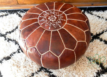 Σετ 2 Μεσαίων Μαροκίνι Πουφ Πολύχρωμα : Mazy Leather