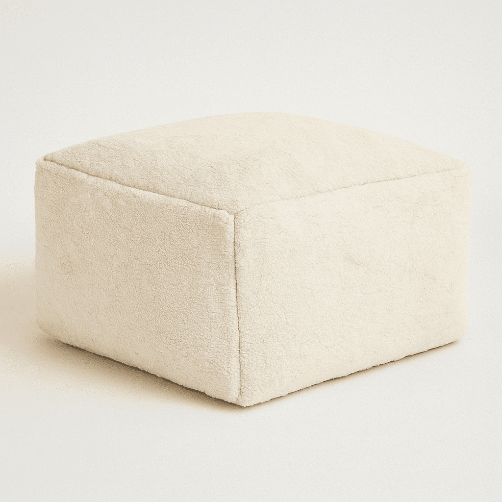 Authentic Cream Vintage Beni Ourain Pouf PBW1CM