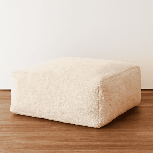 Authentic Cream Vintage Beni Ourain Pouf PBW1CM