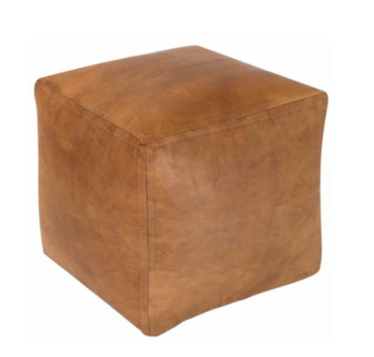 square leather ottoman, moroccan pouf used as footstool and coffee table