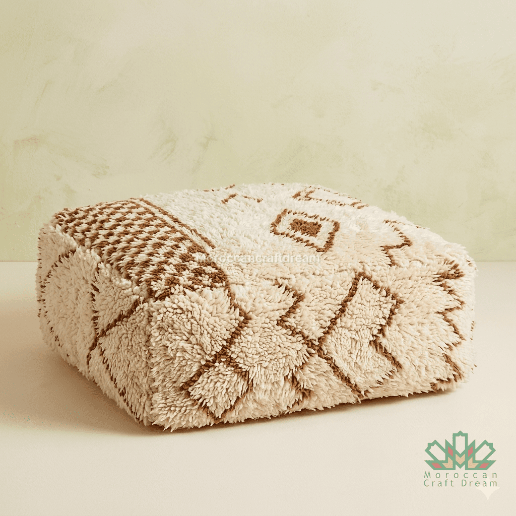 white brown kilim moroccan pouf