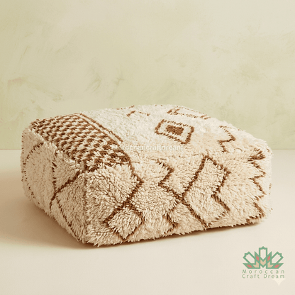 white brown kilim moroccan pouf