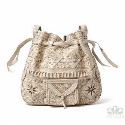 Sac en cuir de luxe pour femme Crème LB1CM – Sac à bandoulière Boho, sac à main