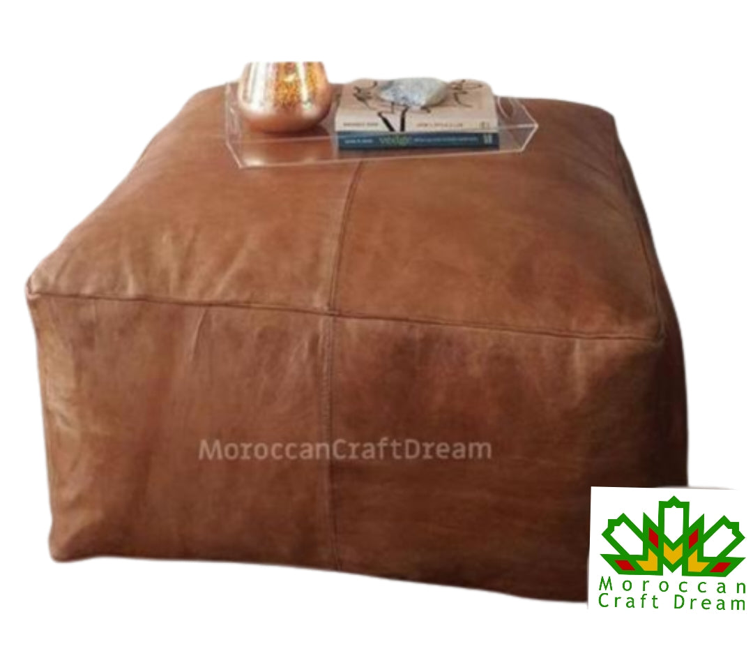 Moroccan light caramel coffee table ottoman