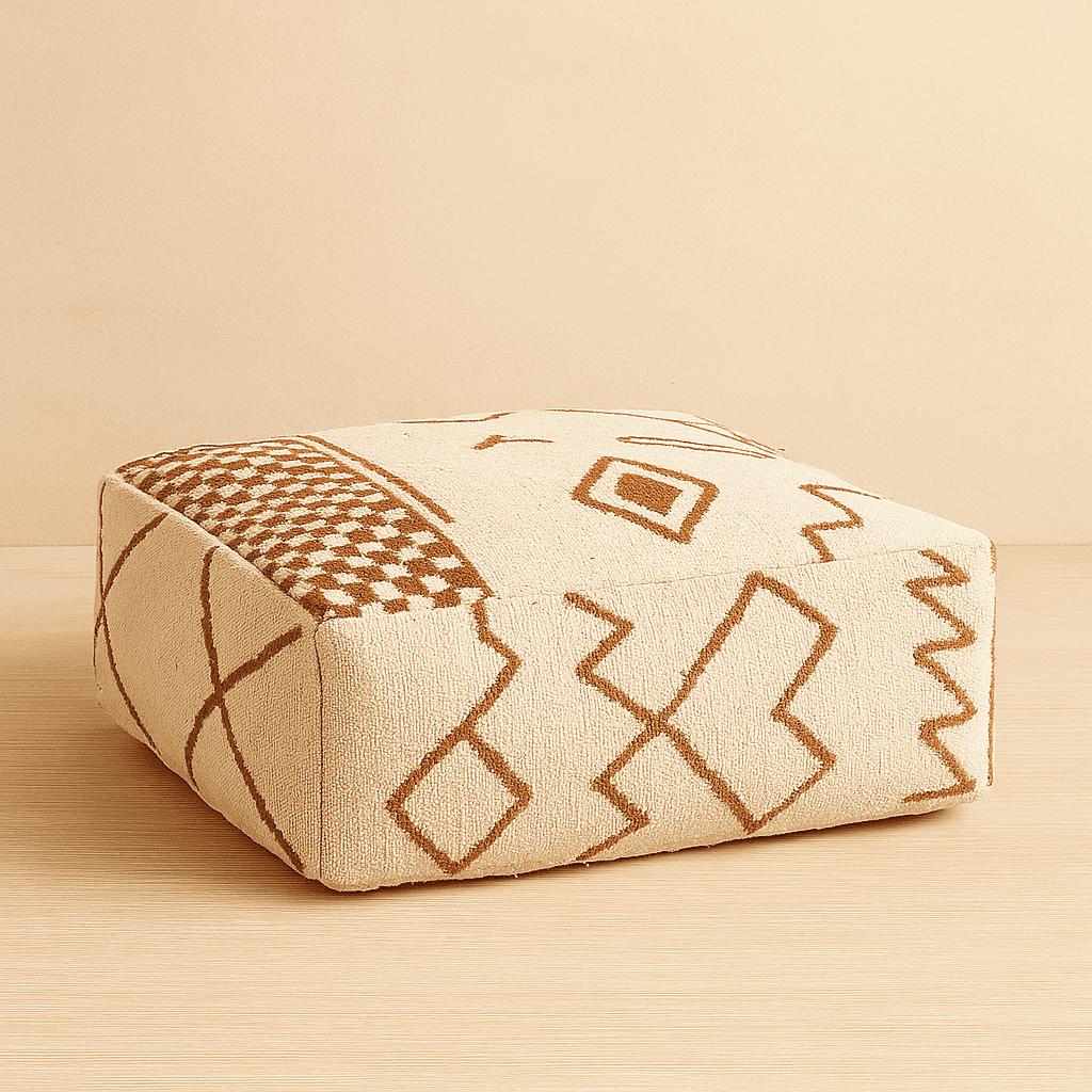 white brown kilim moroccan pouf