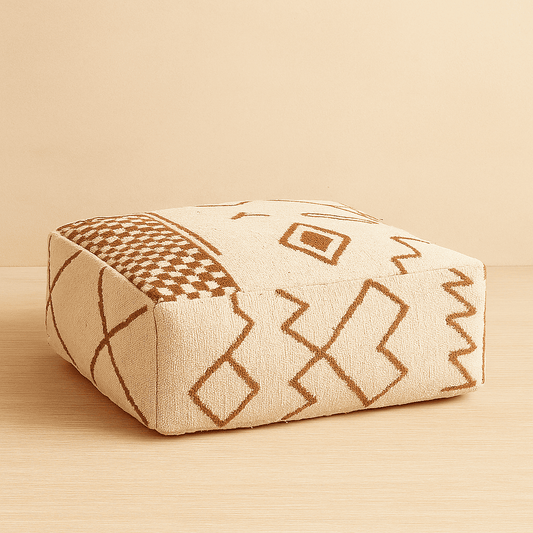 white brown kilim moroccan pouf