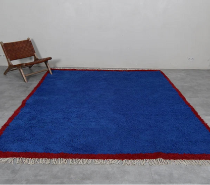 original handmade berber area rug blue color moroccan design 