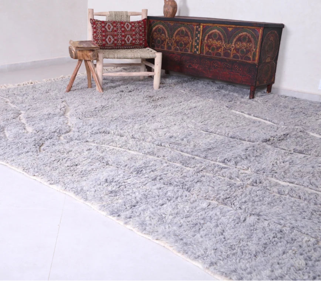 authentic gray handcrafted berber area rug with lovely design 