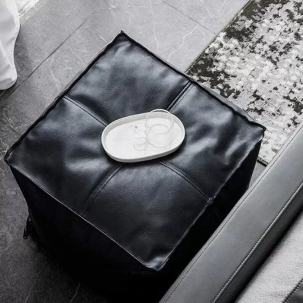 extra large leather ottoman coffee table in black color and genuine leather