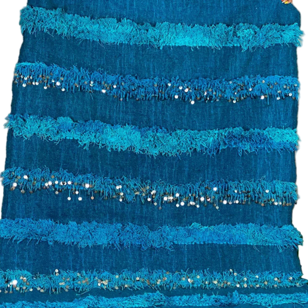 Handcrafted Blanket Throw Blue for beds and rooms HB1BU5