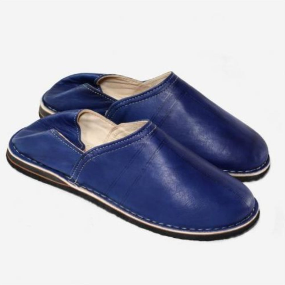 handmade blue leather slipper babouche idoukan