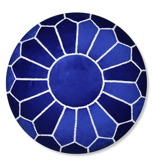 handmade blue velvet moroccan pouf ottoman