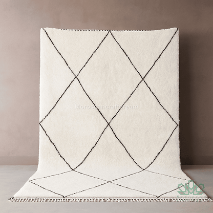 Decorative pillow with geometric pattern on a plain background