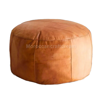 Caramel round moroccan pouf leather ottoman classy range