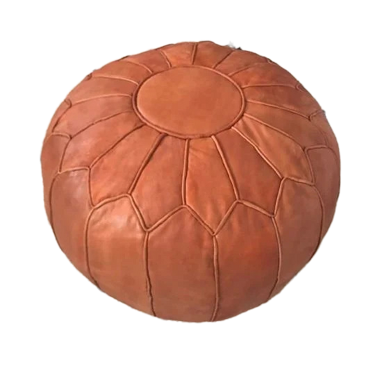 large round leather ottoman coffee table footstool moroccan pouf caramel boho furniture