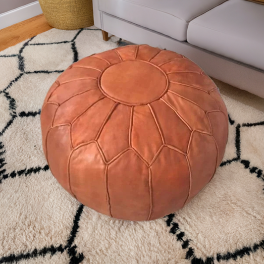 extra large round leather ottoman coffee table footstool moroccan pouf caramel table