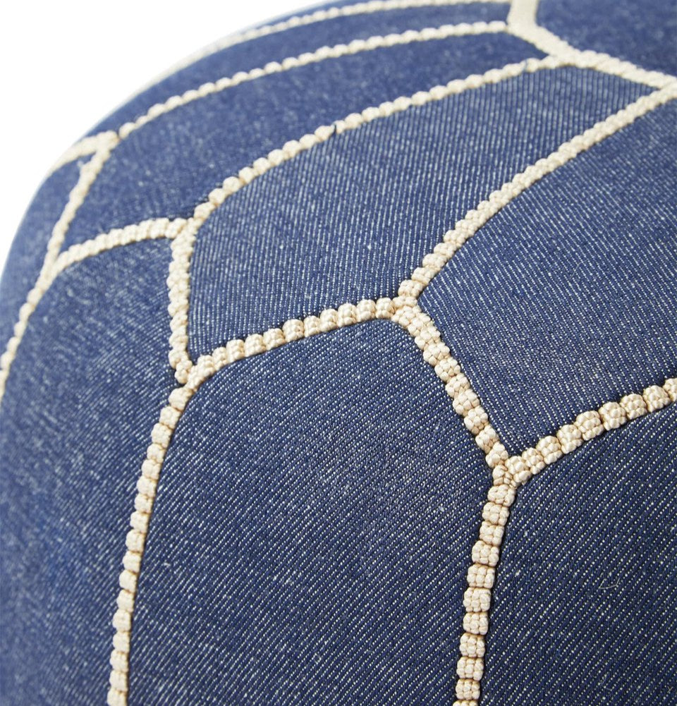 blue denim moroccan pouf 100% handmade