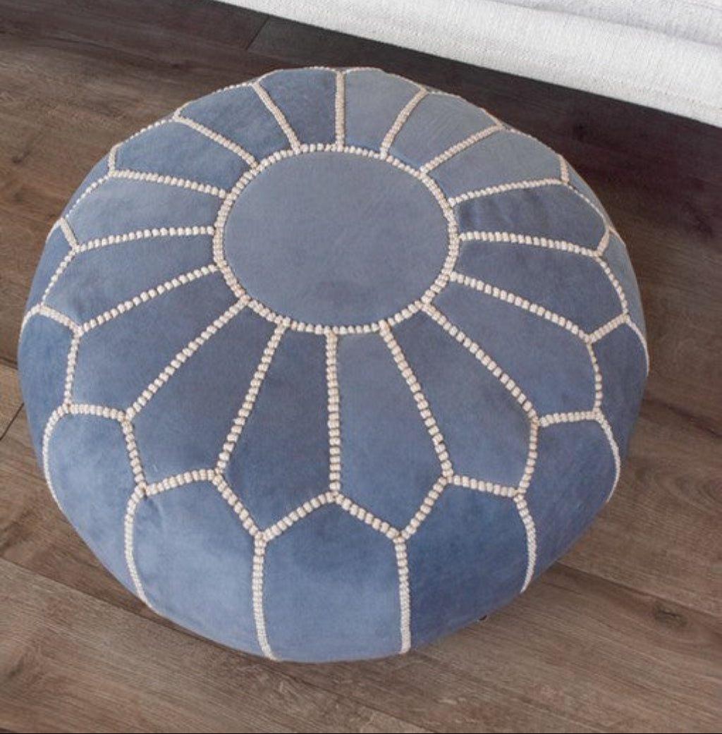 velvet ottoman moroccan pouf 100% handmade