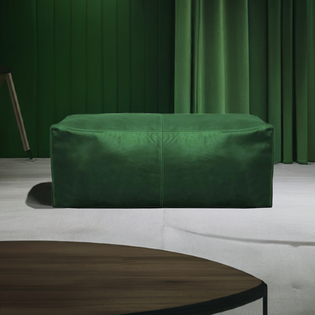 green large pouf leather ottoman coffee table