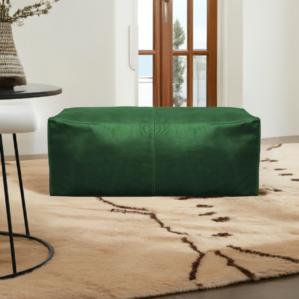 green large leather coffee table ottoman