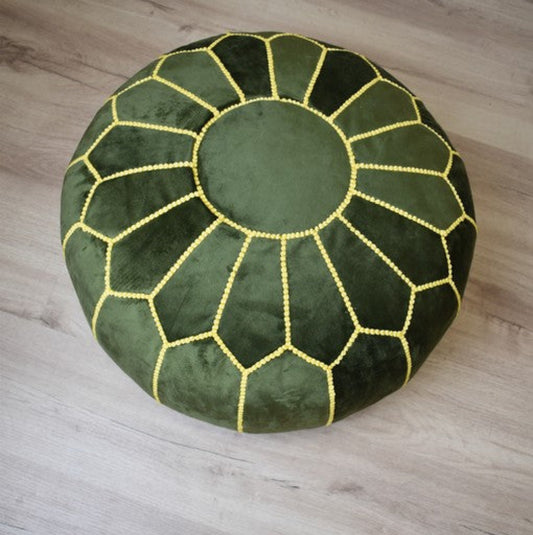 handmade green velvet ottoman moroccan pouf