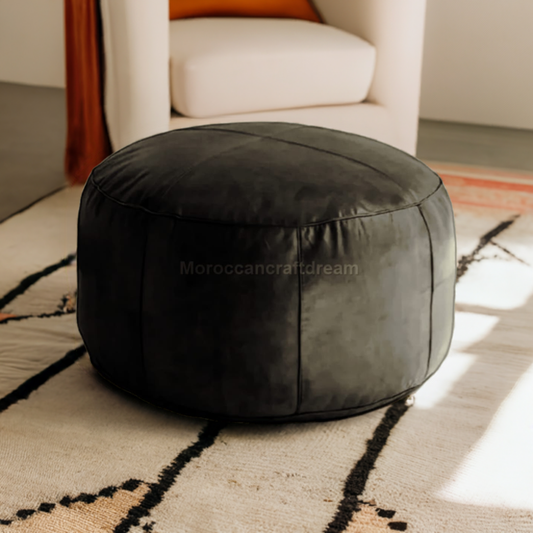 handmade leather ottoman ottoman moroccan round pouf used as footstool and coffee table