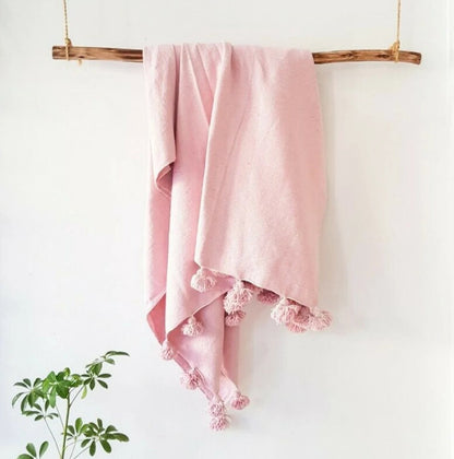 Handcrafted Blanket Throw Pink for beds and rooms MB1PI5