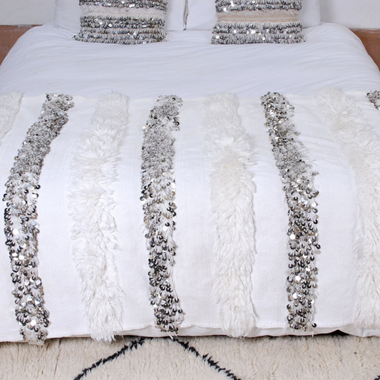 handmade blanket with bohemian style in white color