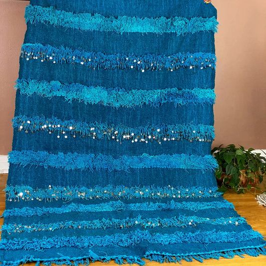 Handcrafted Blanket Throw Blue for beds and rooms HB1BU5