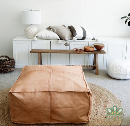 Square and rectangular Moroccan Handcrafted large coffee table ottoman, luxurious and spacious for both decor and functional seating.