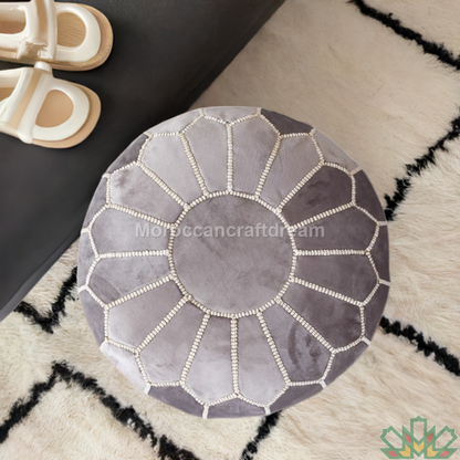 Pouf marocain de luxe en velours NOIR VP1BL