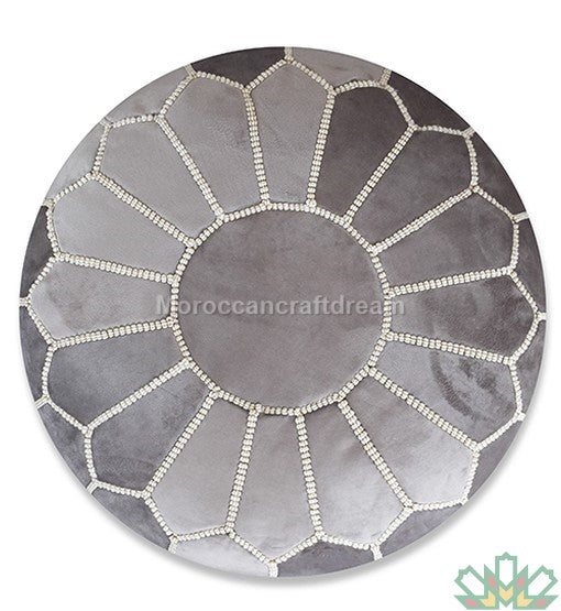 Pouf marocain de luxe en velours NOIR VP1BL