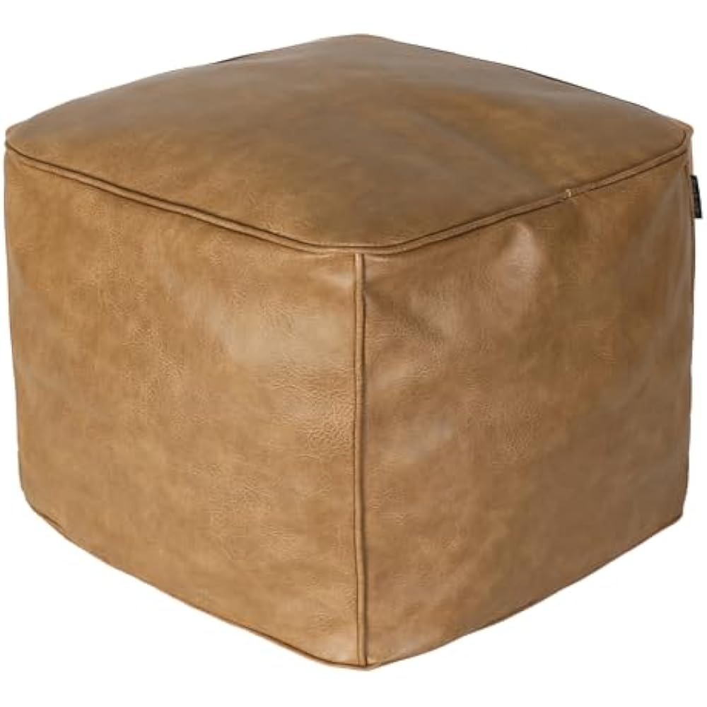 handcrafted square natural leather ottoman moroccan pouf