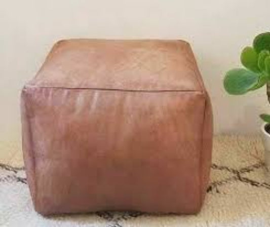 handmade square natural leather ottoman moroccan pouf