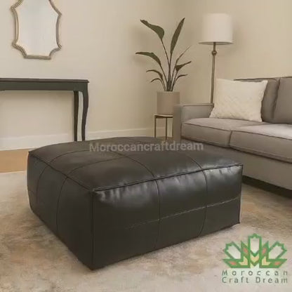 black leather ottoman coffee table