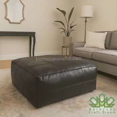 black leather ottoman coffee table