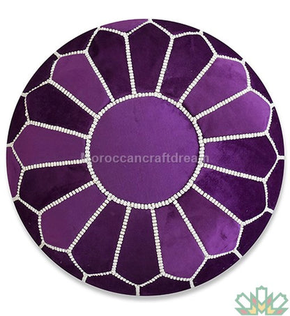 Pouf marocain de luxe en velours NOIR VP1BL